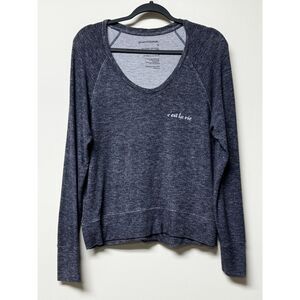 GOOD HYOUMAN C'est La Vie V-Neck Sweatshirt Heathered Navy, Sz M